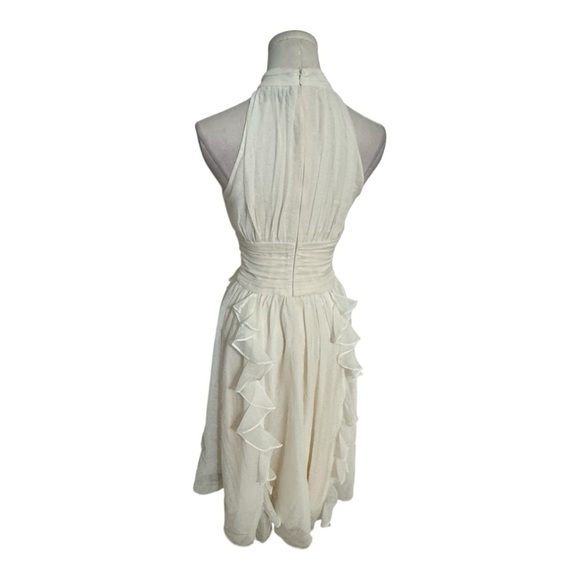 SINCETHEN Timeless Sleeveless Cream Ruffled Tiered Maxi Midi Dress S XS Bridal - Picture 13 of 16